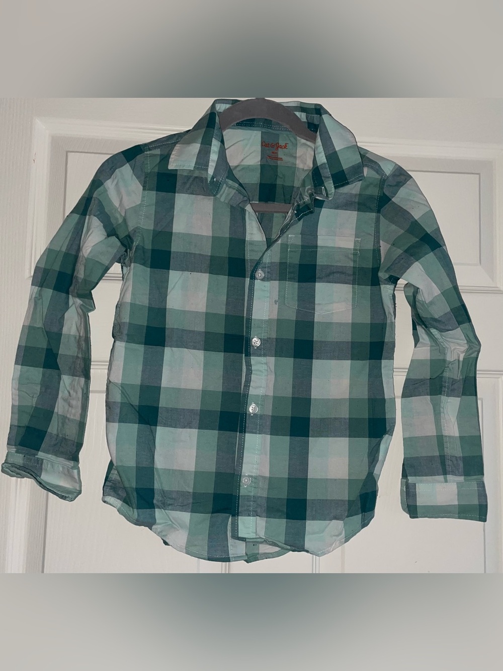 Boys Cat & Jack Green Plaid Long-Sleeve Button-Down Shirt